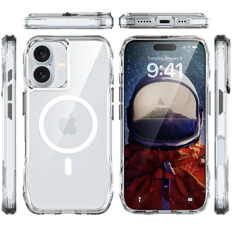 Чехол TPU Space Octagon with MagSafe для Apple iPhone 17 (6.3") – Clear. Фото 3 из 5