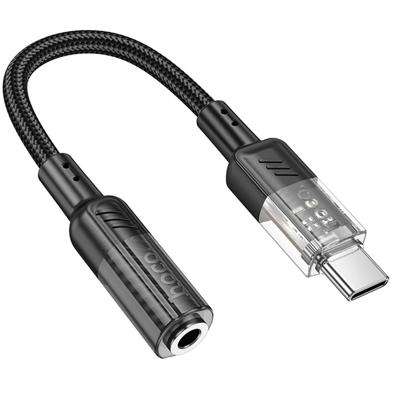 Перехідник Aux Hoco LS37 Spirit transparent external sound card Type-C to 3.5mm – Black. Фото 2 з 6