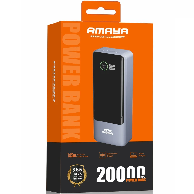 Портативное ЗУ Power Bank Amaya FD23 145W with display and cable 20000 mAh – Gray. Фото 3 из 3