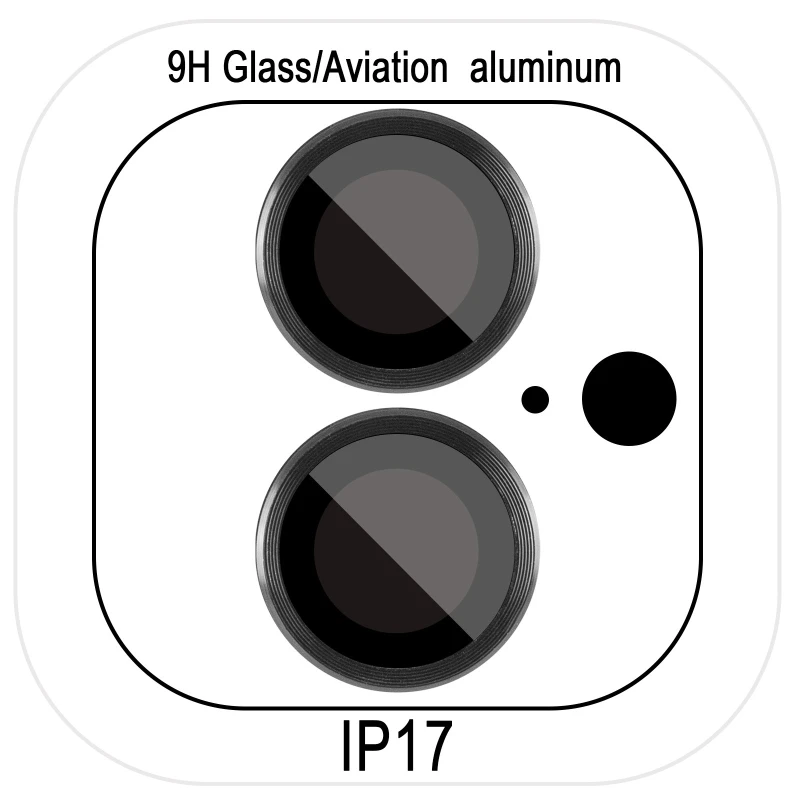 Металлическое защитное стекло на камеру для Apple iPhone 17 (6.3") – Черный / Black. Фото 2 из 4
