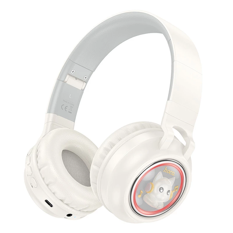 Накладные беспроводные наушники Hoco W50 Cute fun – Milky White. Фото 2 из 3