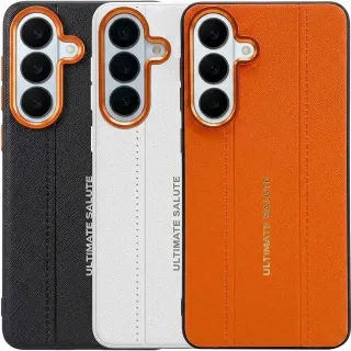 TPU+PC Vegan Leather Case with Metal Camera Frame для Samsung Galaxy S26