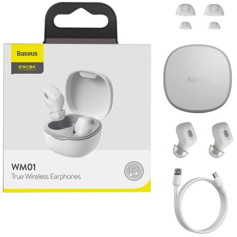 Bluetooth навушники Baseus WM01 TWS (NGWM01/NGTW24) – White. Фото 6 з 6