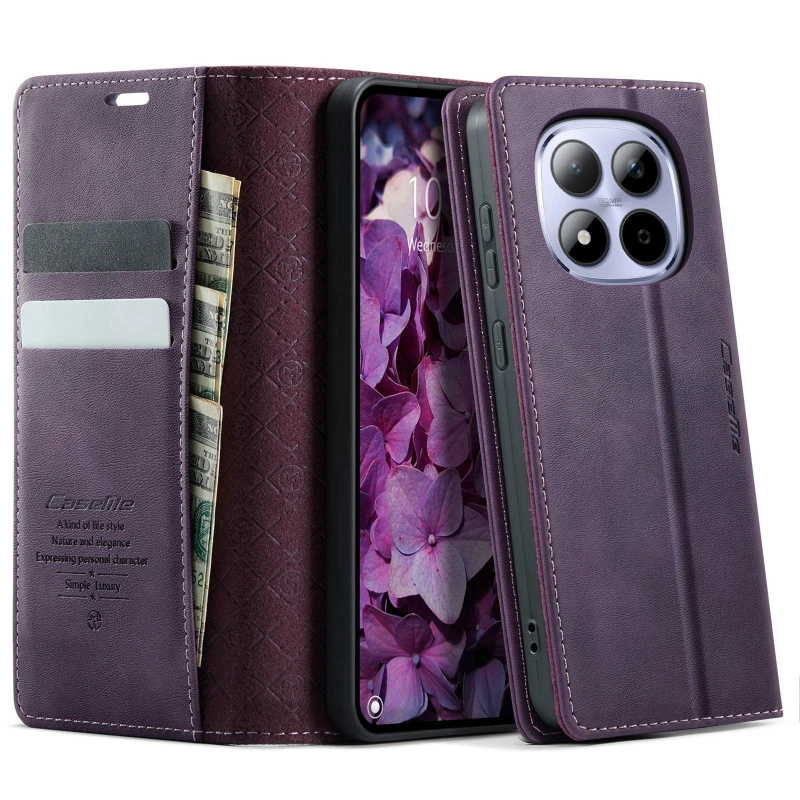 Шкіряний чохол-книжка CaseMe Velvet Matte для Xiaomi Redmi Note 15 Pro+ 5G – Purple. Фото 3 з 6
