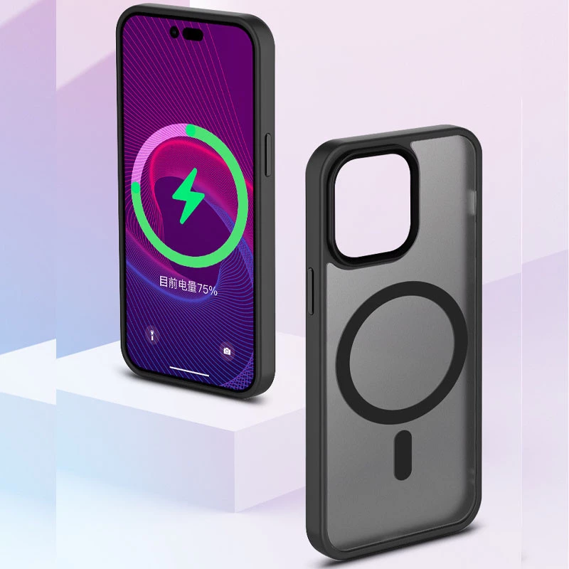 Кольоровий TPU+PC з металевими кнопками та MagSafe на Apple iPhone 15 Pro Max (6.7") – Чорний / Black. Фото 2 з 7