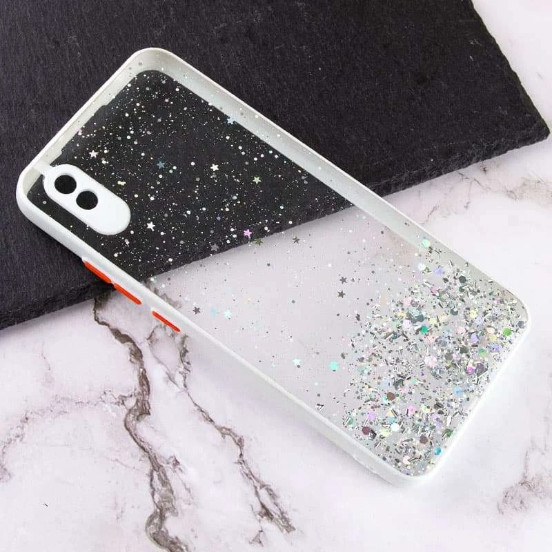 Чохол з блискітками та захистом камери на Xiaomi Redmi 9A – Білий. Фото 2 з 3