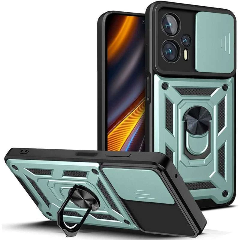 

Ударопрочный чехол Serge Ring с защитой камеры для Xiaomi Poco X4 GT (Зеленый), Зелений