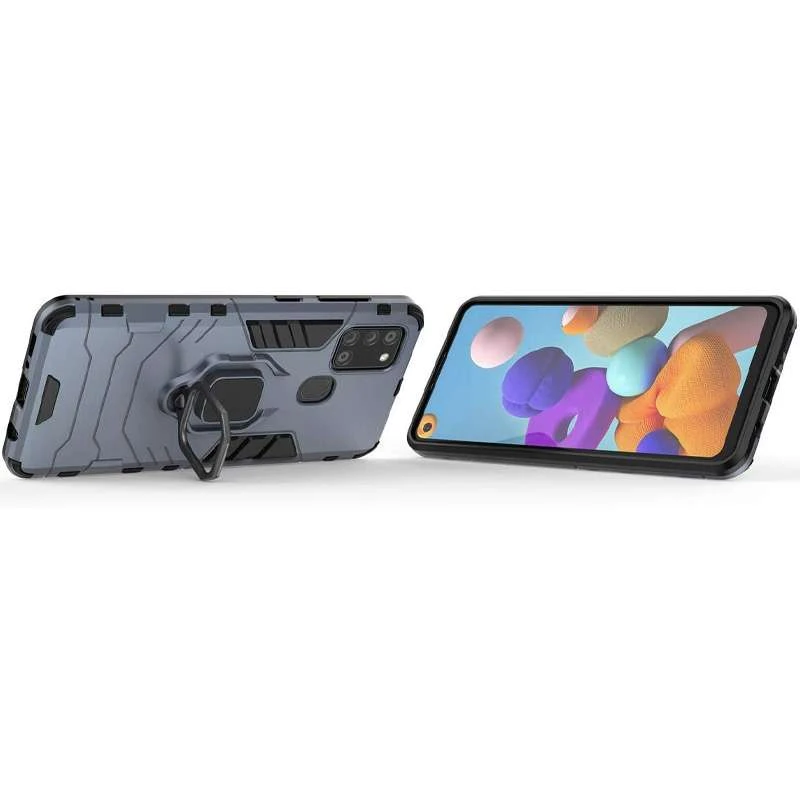 Протиударний чохол Transformer з кільцем на Samsung Galaxy A21s – Сірий / Metal slate. Фото 4 з 4