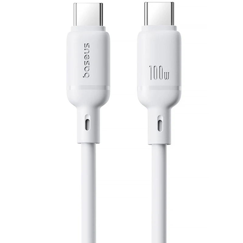 Дата кабель Baseus Silky Series OS Fast Charging Type-C to Type-C 100W (1m) (P10377704) – Moon White. Фото 1 з 4