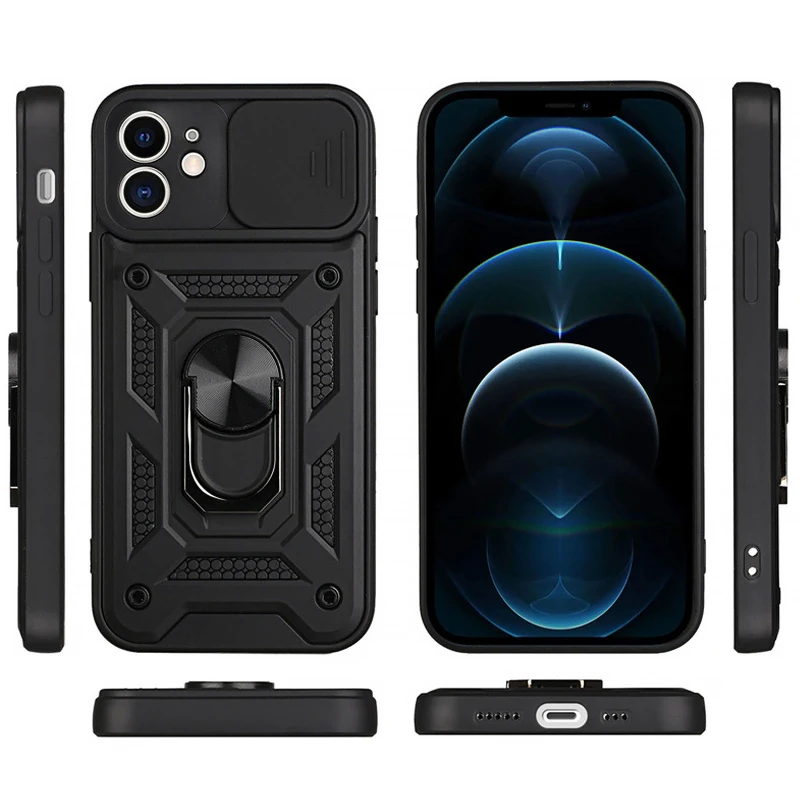 Удароміцний чохол Ummi Camshield Serge Ring (in box) для Apple iPhone 11 (6.1") – Чорний / Black. Фото 2 з 4