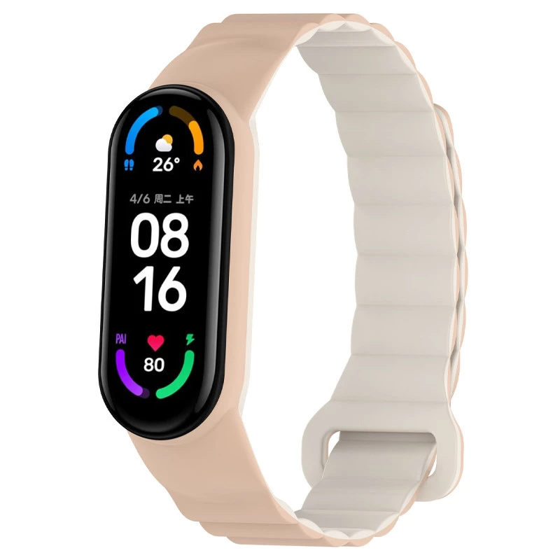 Ремінець Dual-color Magnetic для Xiaomi Mi Band 7/6/5/4/3 – Beige / White. Фото 1 з 4