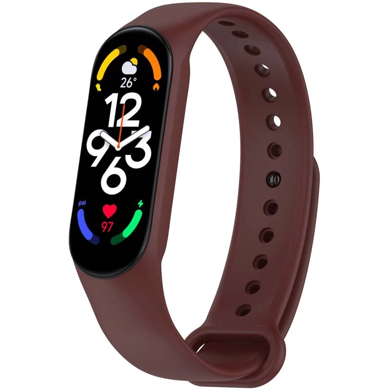 Силиконовый ремешок для Xiaomi Mi Band 7/6/5/4/3 – Бордовый / Maroon. Фото 2 из 2