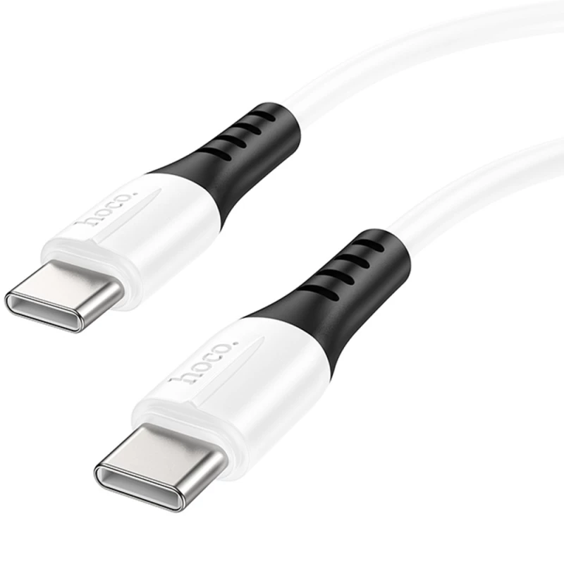 Дата кабель Hoco X82 Silicone Type-C to Type-C 60W (1m) – White. Фото 3 з 4