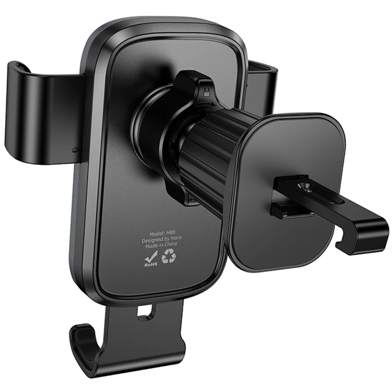 Автотримач Hoco H80 Vista gravity (air outlet) – Black / Metal gray. Фото 4 з 6