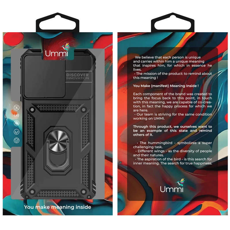 Удароміцний чохол Ummi Camshield Serge Ring (in box) для Xiaomi Redmi 15C (Global) – Чорний / Black. Фото 3 з 3