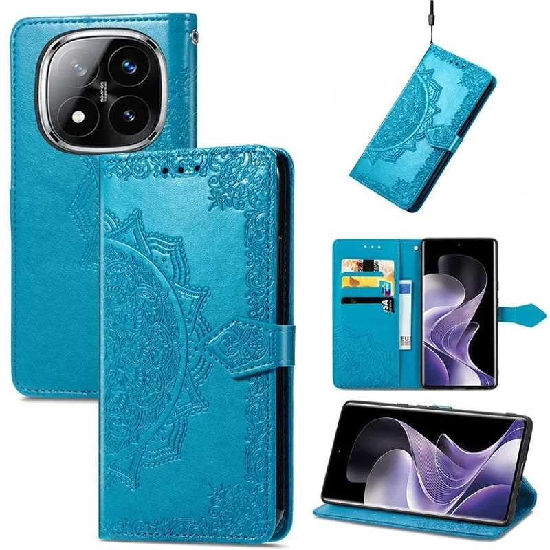 Шкіряний чохол-книжка Art Case з візитницею для Xiaomi Redmi Note 14 Pro 4G – Синій. Фото 6 з 8