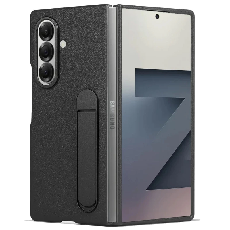Шкіряний чохол Leather Case (AAA) with stand для Samsung Galaxy Z Fold7 – Black. Фото 4 з 10
