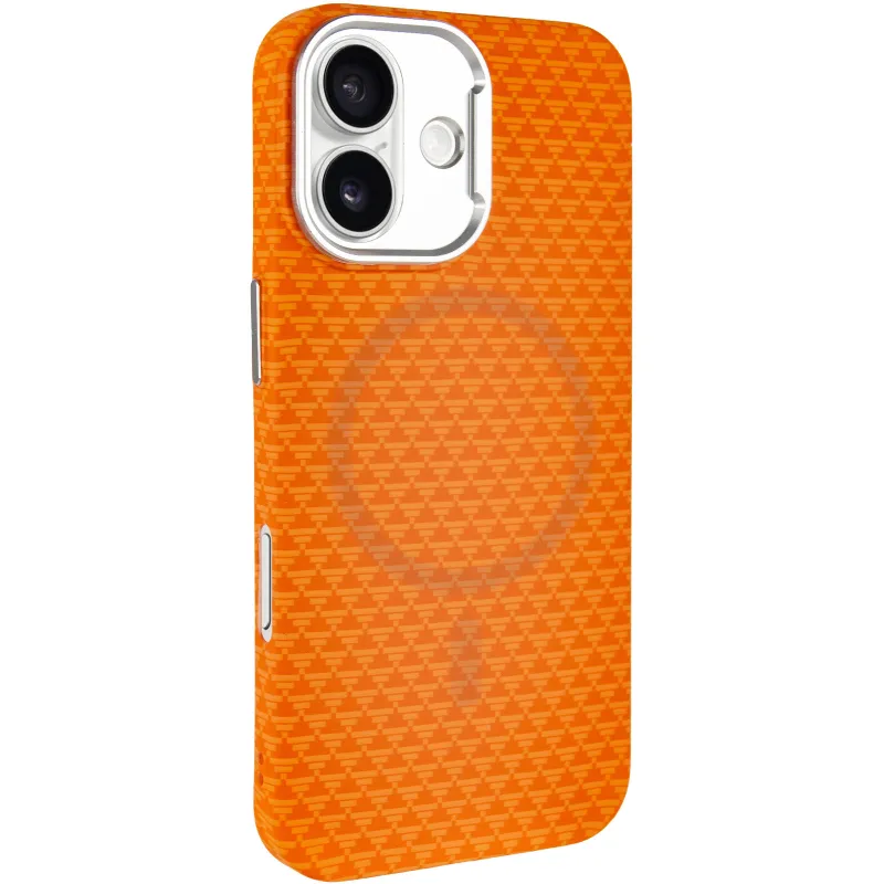 Чехол TPU+PC KVZV Triangular Pattern with Magnetic Fit для Apple iPhone 17 (6.3") – Orange. Фото 3 из 9