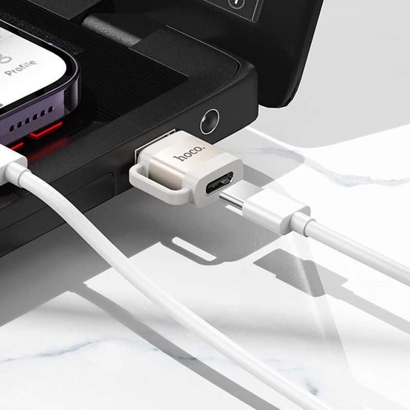 Перехідник Hoco UA31D OTG USB male to Type-C female USB2.0 – Gray. Фото 4 з 5