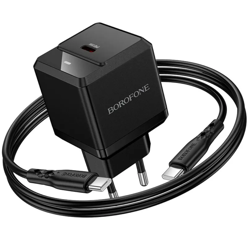 МЗП Borofone BN18 Intenso PD20W (1USB-C) + кабель Type-C to Type-C – Black. Фото 3 з 4