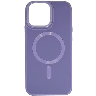 Кожаный чехол Bonbon с металлическими кнопками и MagSafe на Apple iPhone 12 Pro Max (6.7") — Серый / Lavender