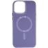 Кожаный чехол Bonbon с металлическими кнопками и MagSafe на Apple iPhone 15 (6.1") – Серый / Lavender. Фото 2 из 6