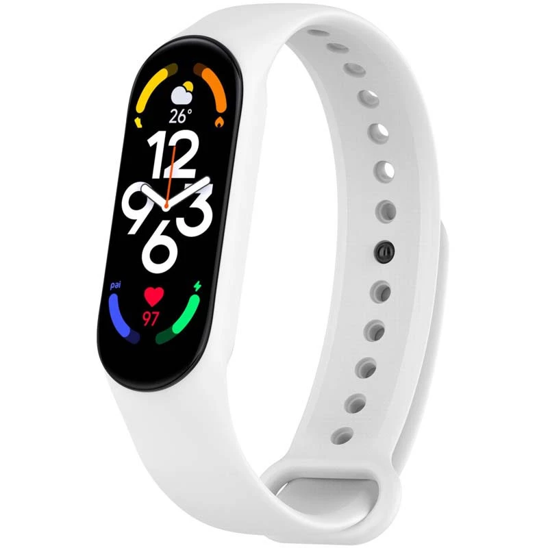 Силиконовый ремешок для Xiaomi Mi Band 7/6/5/4/3 – Белый / White. Фото 2 из 2