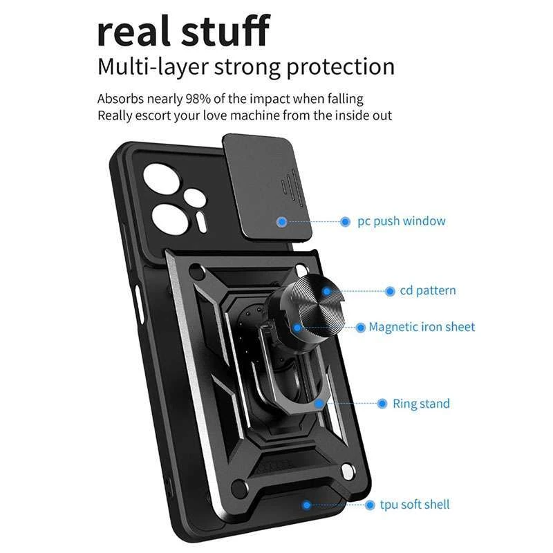 Ударопрочный чехол Serge Ring с защитой камеры для Xiaomi Poco X4 GT – Черный. Фото 2 из 3