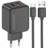 СЗУ Amaya E113UC PD25W+QC3.0 (1USB-A/1C) + кабель USB to Type-C – Black. Фото 1 из 4