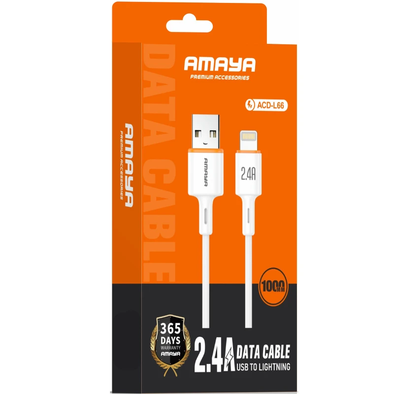 Дата кабель Amaya L66 USB to Lightning 2.4A (1m) – White. Фото 2 из 2