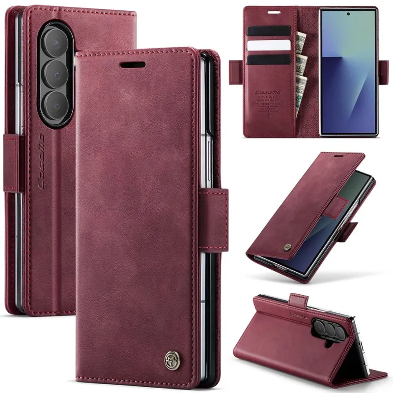 Шкіряний чохол-книжка CaseMe Velvet Matte для Samsung Galaxy Z Fold7 – Red. Фото 4 з 4