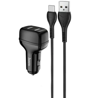 АЗП Hoco Z36 (2USB/2.4A) + Type-C фото 1 з 7