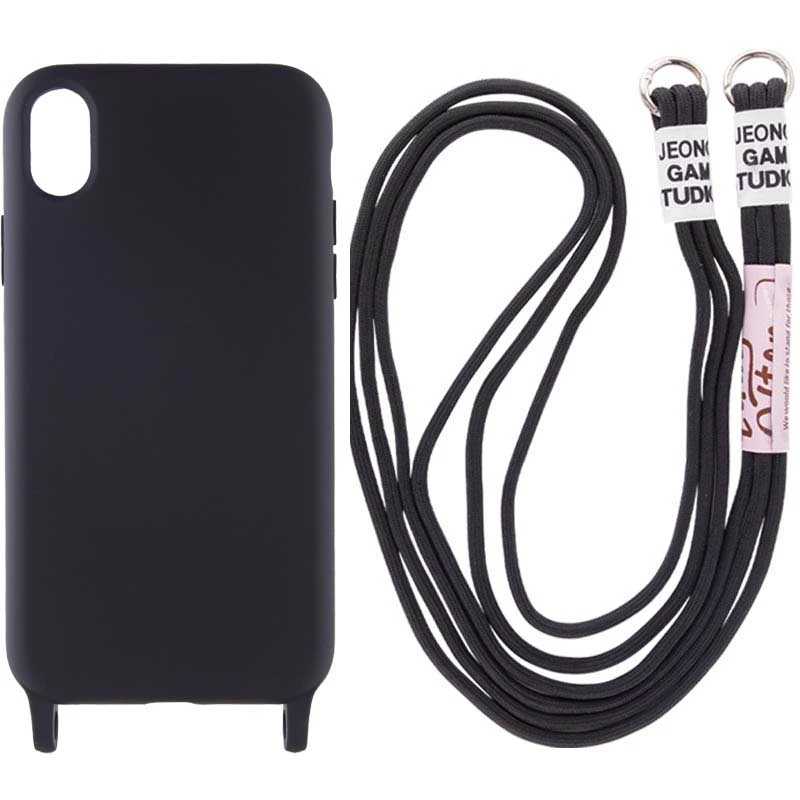 

Чохол Cord case з кольоровим ремінцем на Apple iPhone XR (6.1") (Чорний)