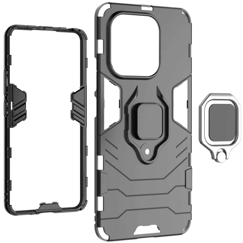 Протиударний чохол Transformer з кільцем на Xiaomi Redmi Note 14 4G (Int. version) – Чорний / Soul Black. Фото 2 з 2
