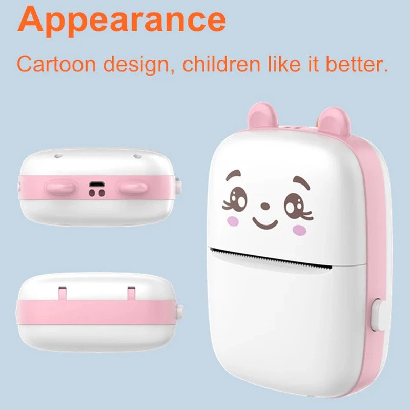 Портативний детский термопринтер Mini А8С – Рожевий. Фото 2 з 7