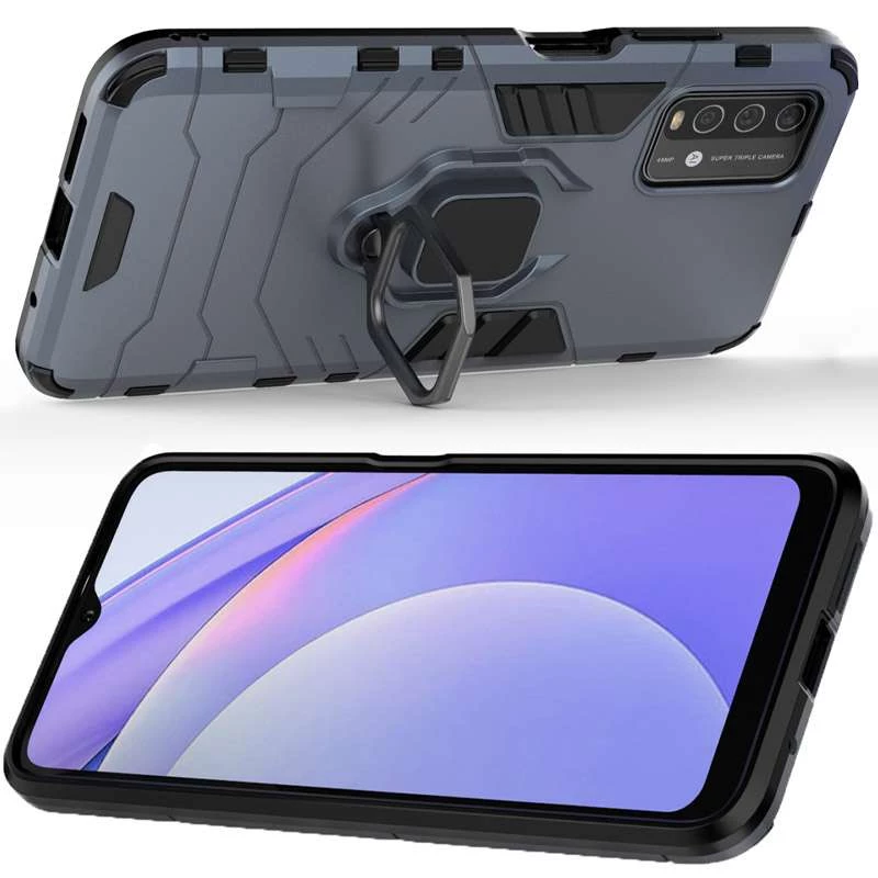 Протиударний чохол Transformer з кільцем на Xiaomi Redmi Note 9 4G / Redmi 9 Power – Сірий / Metal slate. Фото 3 з 5