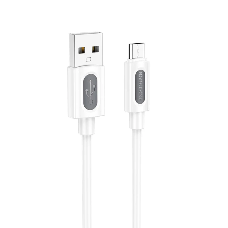 Дата кабель Borofone BX114 Structure USB to MicroUSB 2.4A (1m) – White. Фото 1 з 5