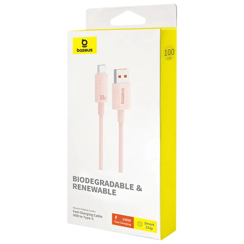 Дата кабель Baseus Habitat Series Fast Charging USB to Type-C 100W (1m) (P10360203421) – Wheat Pink. Фото 5 з 5