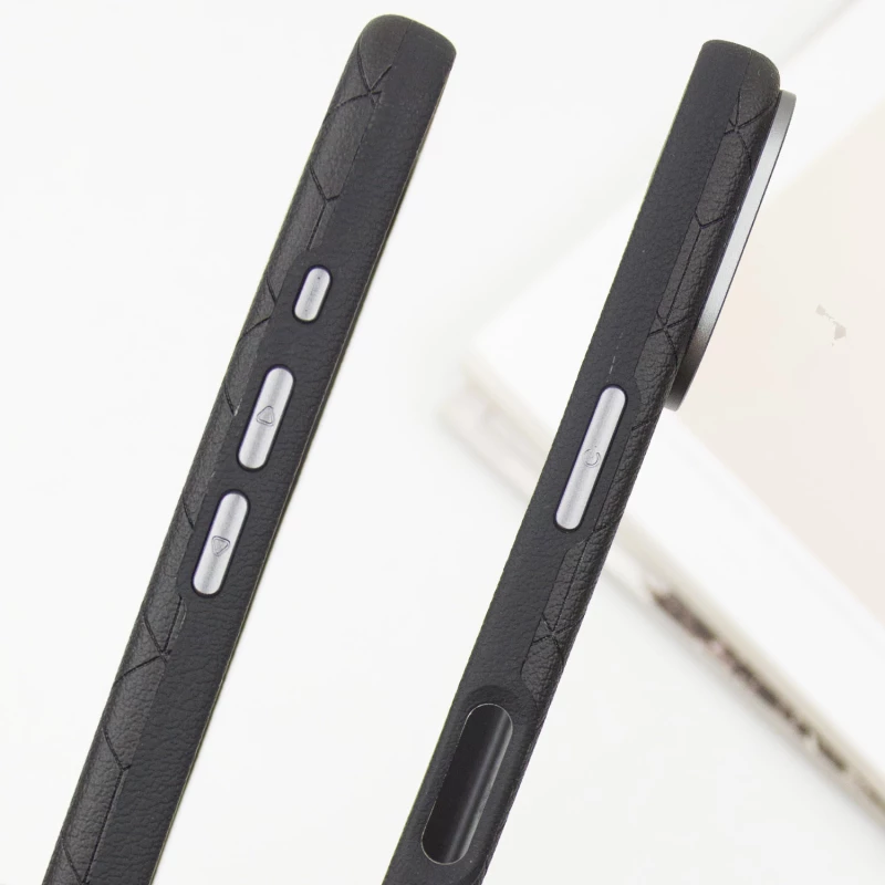 Шкіряний чохол з візерунком та MagSafe на Apple iPhone 16 – Black. Фото 7 з 8