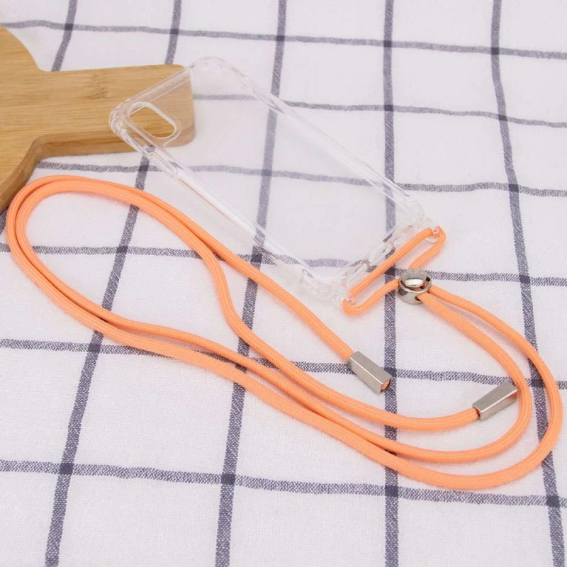 Прозорий силіконовий чохол з кольоровим ремінцем на Apple iPhone XS Max (6.5") – Персиковий. Фото 3 з 3