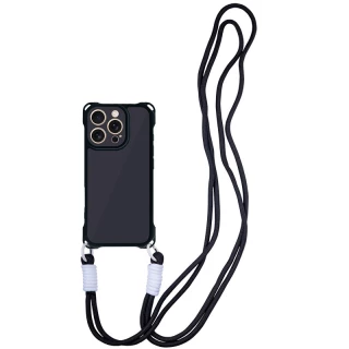 Силиконовый чехол CrossBody со шнурком для Apple iPhone 16 Plus — Black