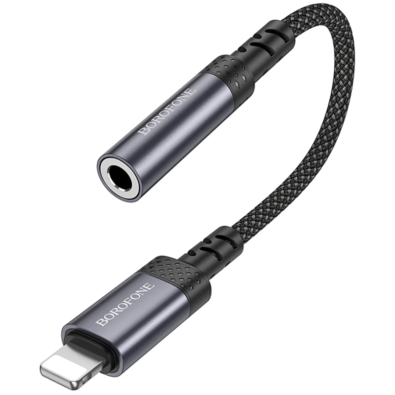 Перехідник Borofone BV24 Graceful Lightning to 3.5mm – Metal grey. Фото 2 з 7