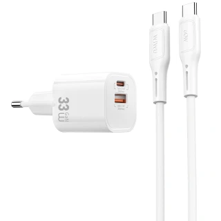 МЗП WIWU G018 Cube PD33W+QC3.0 GaN (1USB-A/1C) + кабель Type-C to Type-C фото 1 з 1