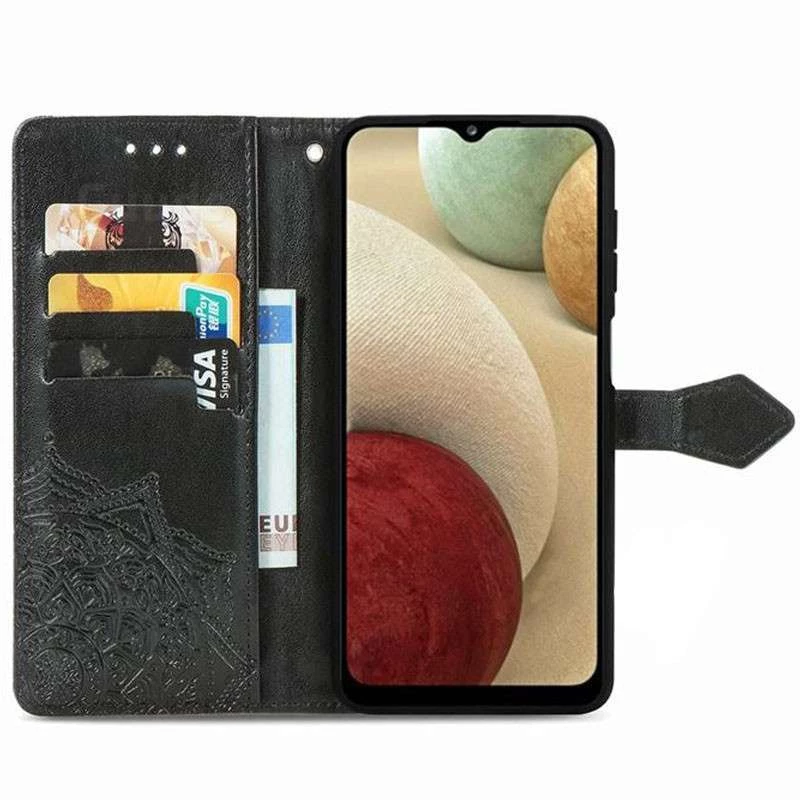 Шкіряний чохол-книжка Art Case з візитницею для Samsung Galaxy A12 – Чорний. Фото 4 з 5