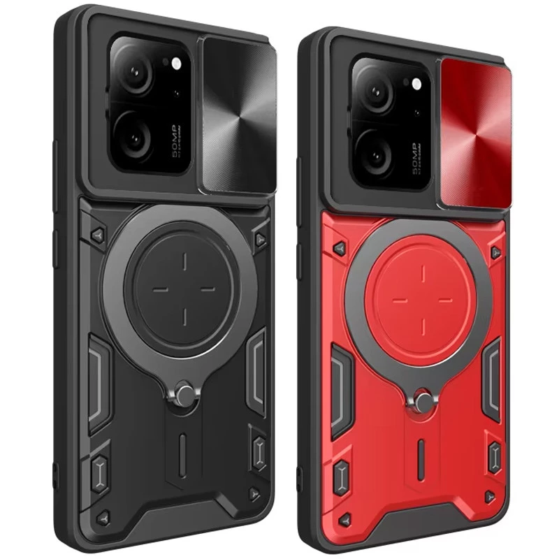 Ударостійкий чохол Bracket Ringstand із захисною шторкою для камери на Xiaomi 13T фото 2 з 2