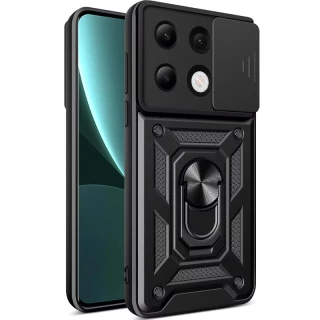 Ударопрочный чехол Serge Ring с защитой камеры для Xiaomi Redmi Note 13 Pro 4G — Черный