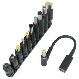 Кабель USB-C Female to DC 100W з набором перехідників для ноутбука 10in1 фото 1 з 1