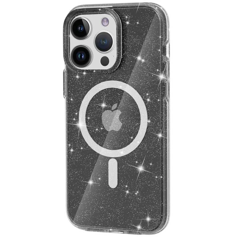 Чехол с блестками и MagSafe на Apple iPhone 15 Pro (6.1") – Black+Glitter. Фото 1 из 8