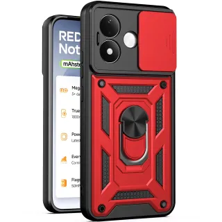 Ударопрочный чехол Ummi Camshield Serge Ring (in box) для Xiaomi Redmi Note 17 — Красный / Red
