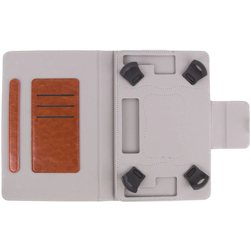 Універсальний шкіряний чохол книжка для планшета 7-8" – Коричневий. Фото 6 з 10